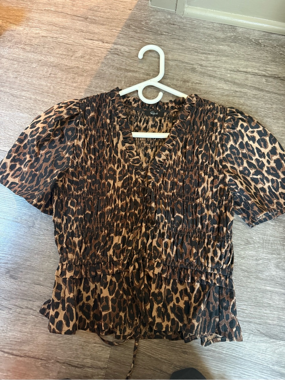 Rails Leopard Print Smocked Top